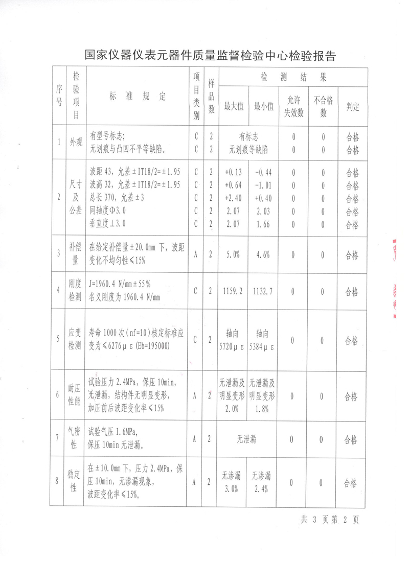 波紋管補償器檢驗報告 波紋管補償器檢驗報告
