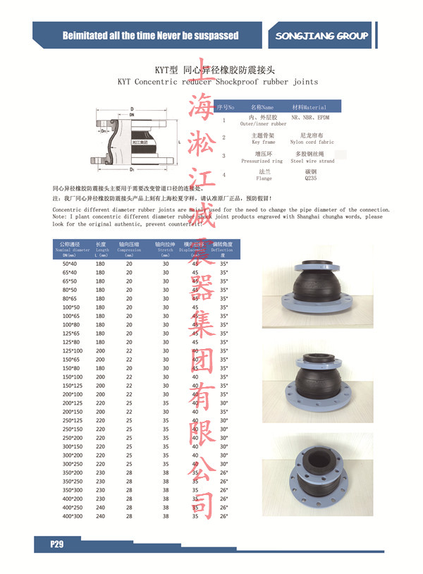 KYT型同心異徑防震橡膠接頭|大小頭橡膠軟接頭 橡膠接頭